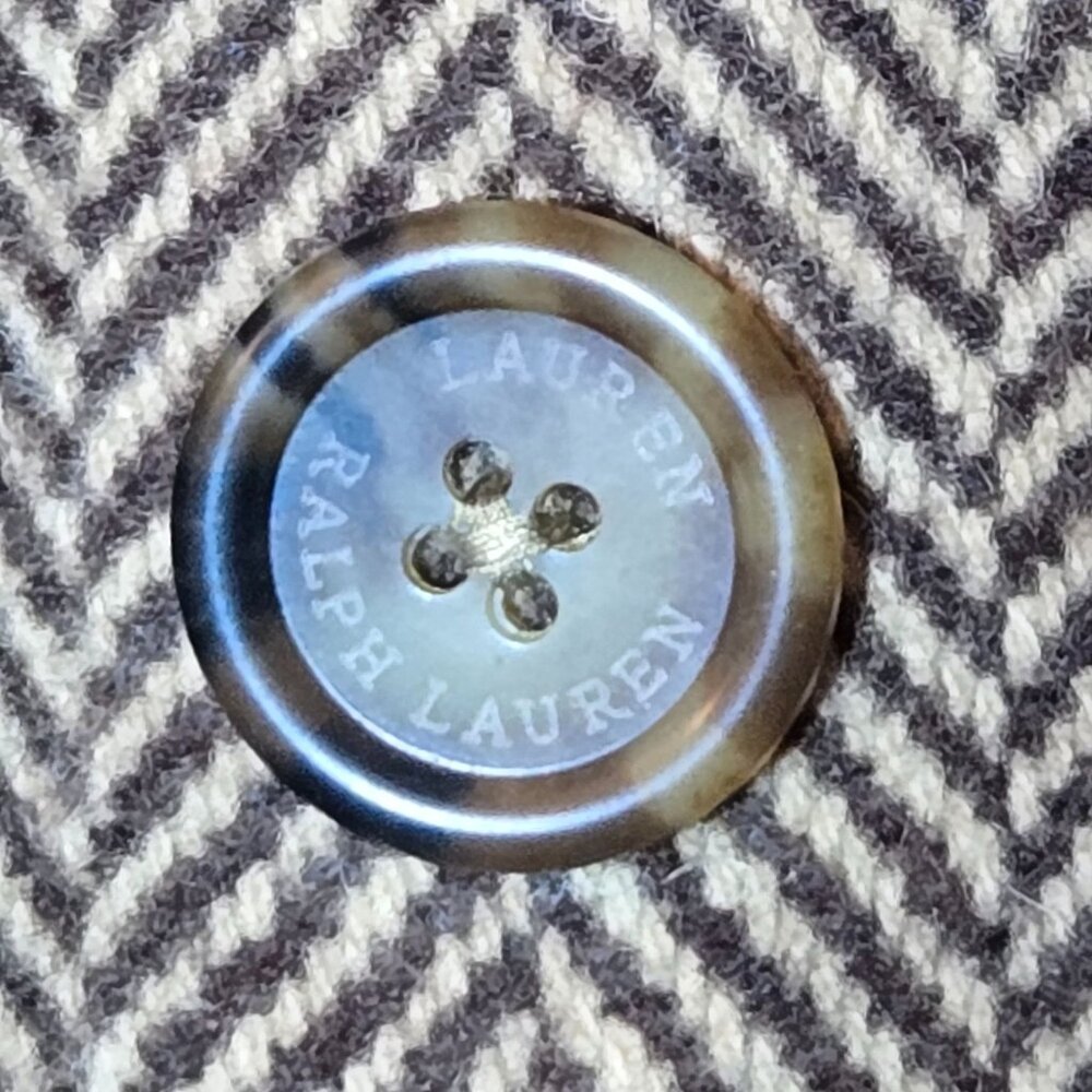 Ralph Lauren Double-Breasted Herringbone Coat 14 Tan Multi Wool Academia NWT - Picture 6 of 13